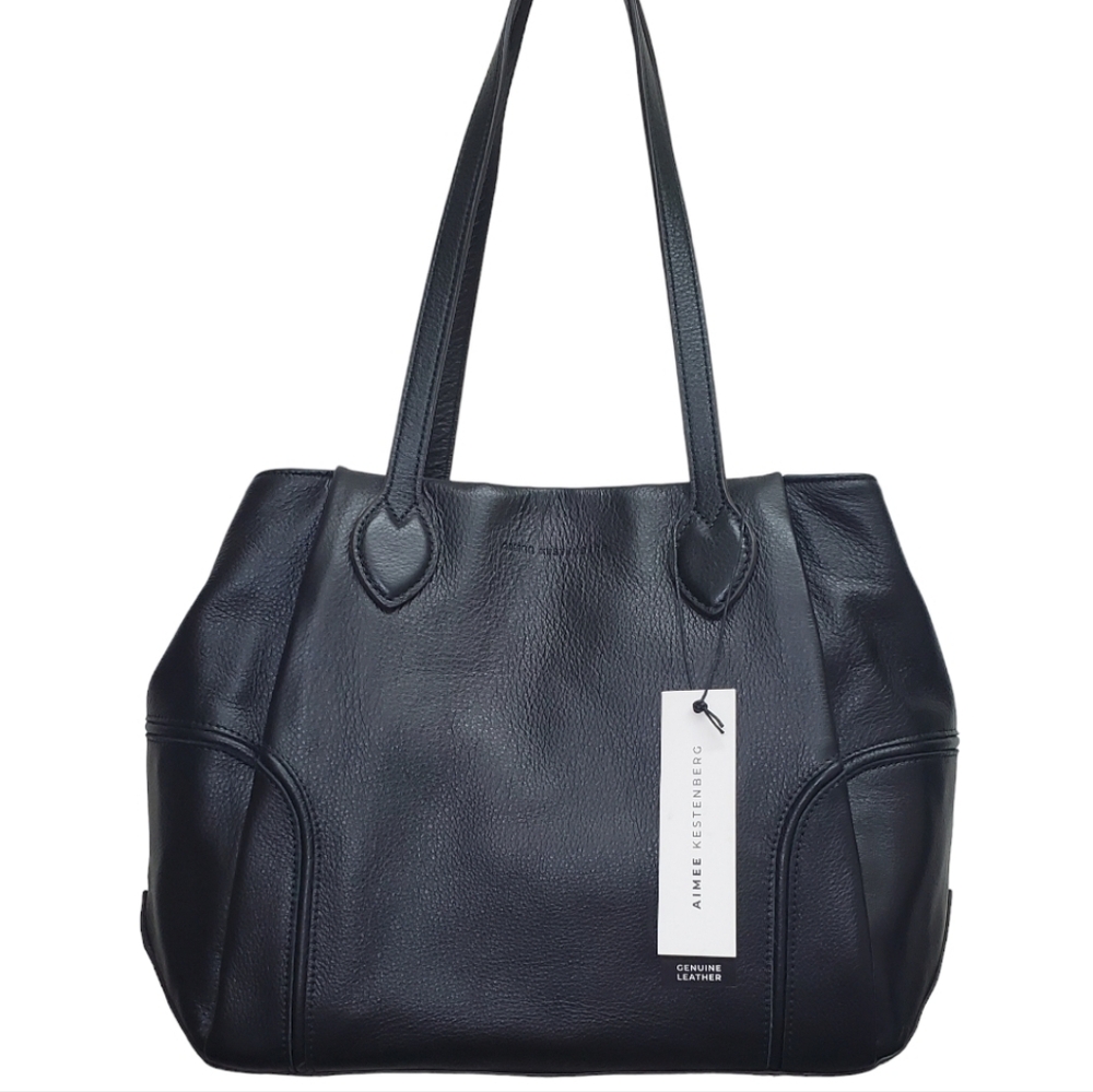 AIMEE KESTENBERG Textured Leather Chelsea Tote Shoulder Bag in Black